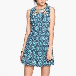 Mimi Chica Cutout Print Skater Dress